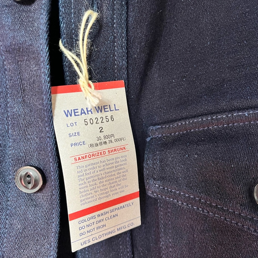 Japanese Raw Selvege Denim Shirt Dark Wash NWT